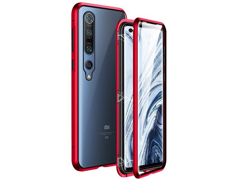 Etui magnetyczne szklane Dr.Fit dwustronne do Xiaomi Mi 10/Pro Czerwone